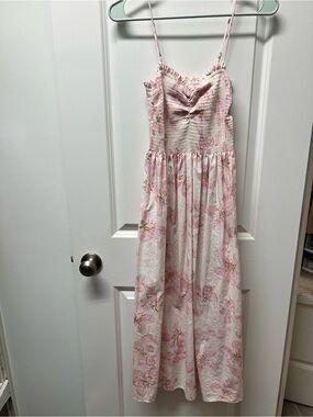 H&M Pink Floral Maxi Dress with Smocked Bodice